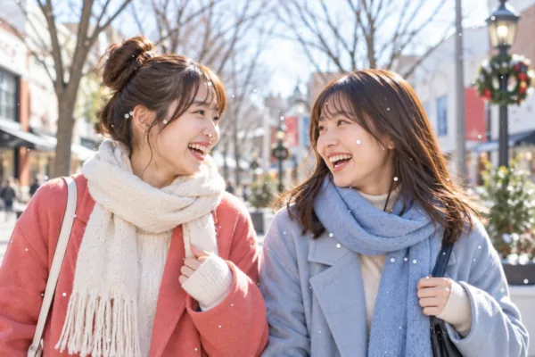 冬の写真に雪を降らせた雪アニメーション加工の見本