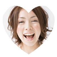 人物写真を定番のハート型に切り取った例